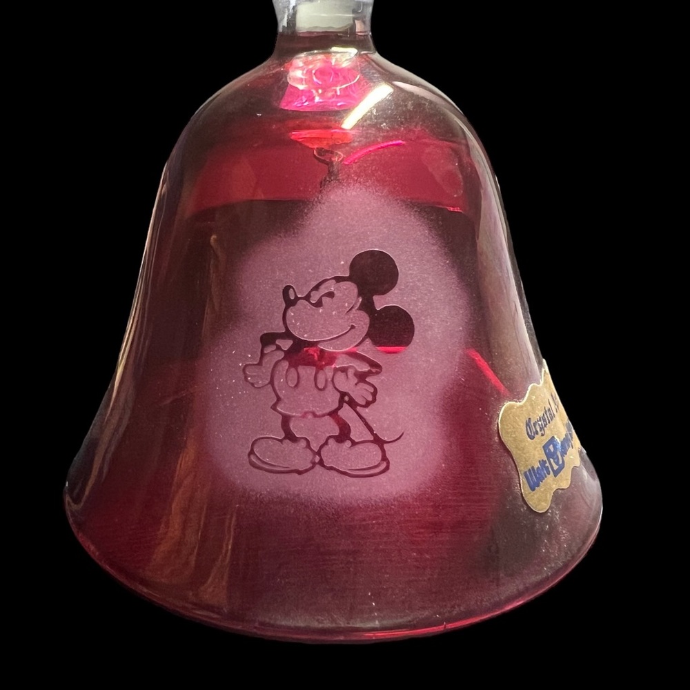 Vintage Walt DisneyWorld Crystal Arts Etched Red Mickey Mouse Bell